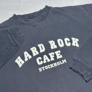 Vintage Hard Rock Cafe‎ Stockholm Faded Navy Crewneck Sweatshirt Women's Large